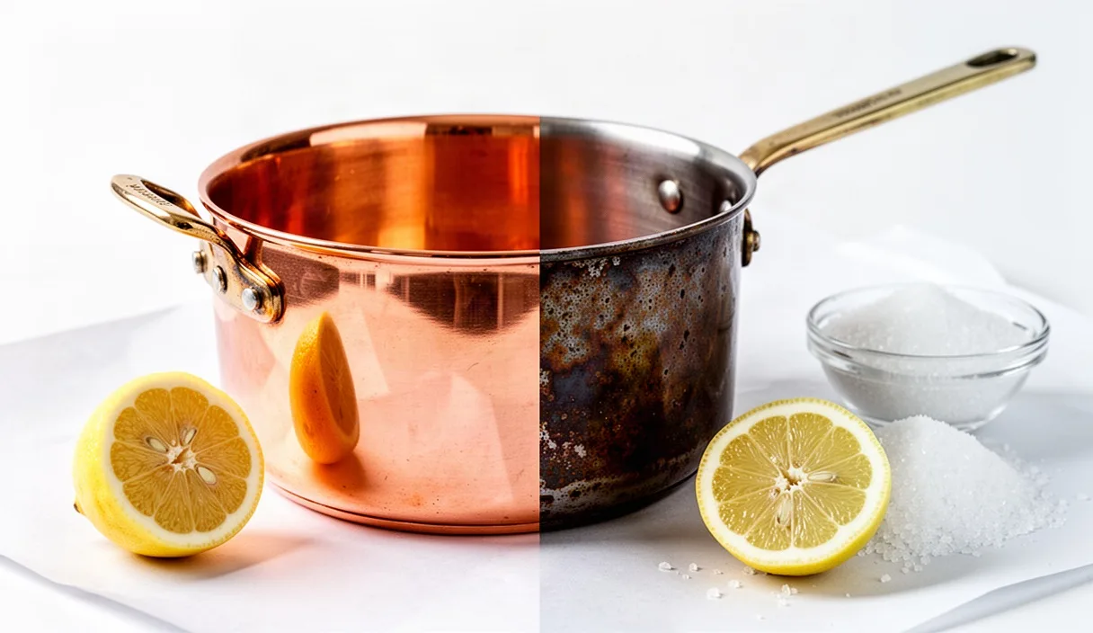 Restoring Dull Copper Pots with Lemon and Salt