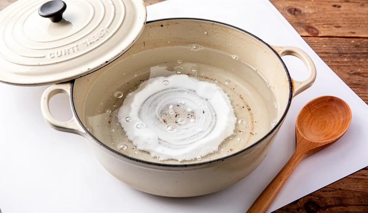 Removing Scorched Food from Enamel Cookware